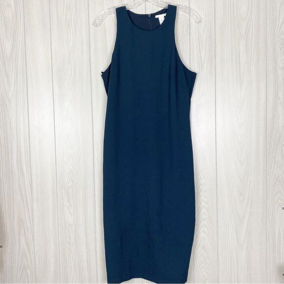 H&M | Dark Blue Racer Back Maxi Dress Size 14 - Picture 1 of 10